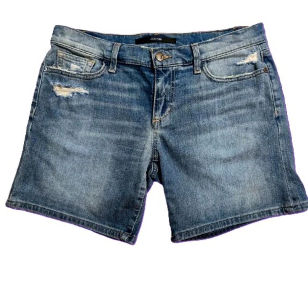 Joe’s Jeans Women’s Denim Shorts W28 Distressed Stretch Blue Mid Rise